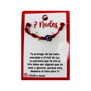 Pulsera 7 nudos rojo cordón grueso con Ojo Turco